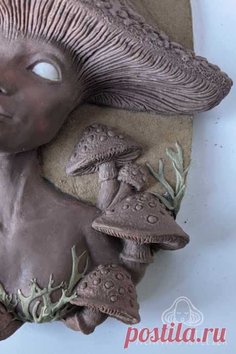 Mushroom sculpture portrait - wallhanger art inspired by the Amanita Muscaria