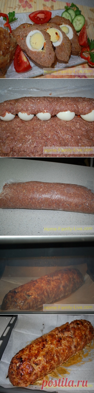 Мясной рулет с яйцом - пошаговый фоторецептКулинарные рецепты