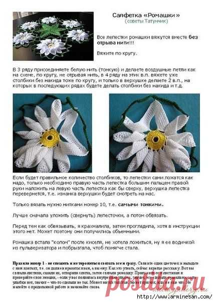 Салфетка "Ромашка" крючком.