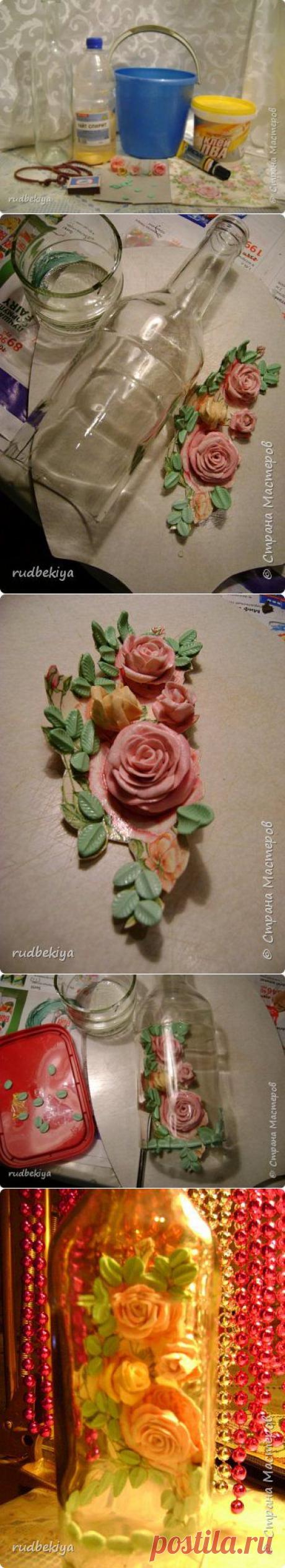 Как разместить 3d декор внутри бутылки при ее декорировании. Весьма оригинальный способ - Сам себе волшебник