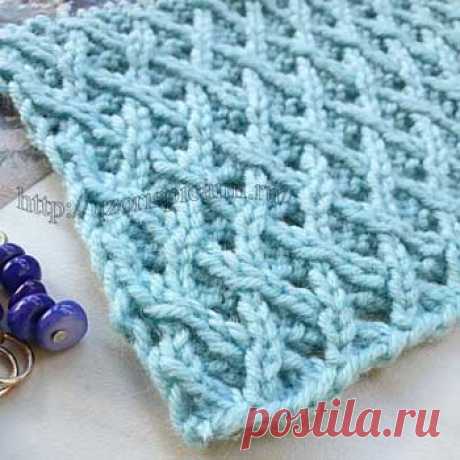 Простая ажурная сеточка спицами, схема узора - Самые красивые узоры спицами