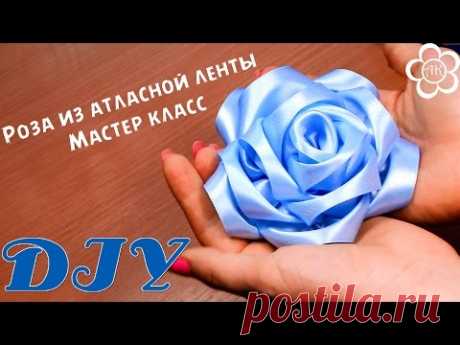 Роза из атласной ленты 5 см / DIY Fabric Rose
