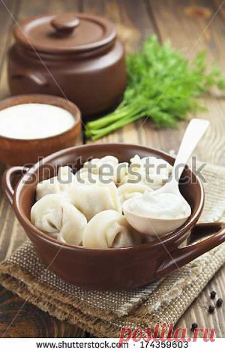 Dumplings With Meat Pelmeni Russian National Dish Сток-фотография: 174359603 : Shutterstock
