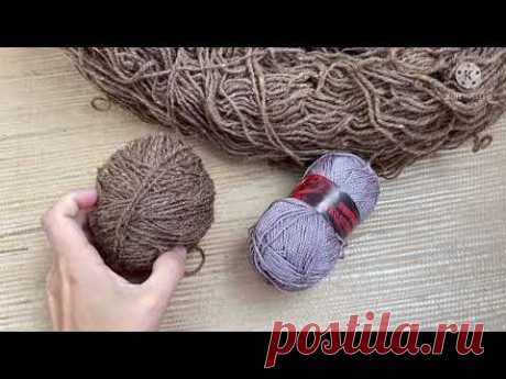 Пряжа СССР. Сделала вязаный коврик из жгута крючком Шнур Гусеничка