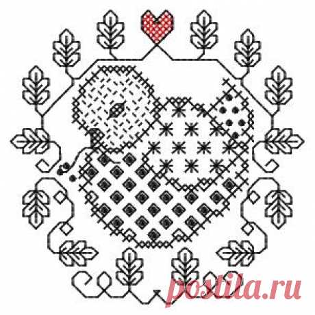 Blackwork: chick-free embroidery design | | free embroidery designs