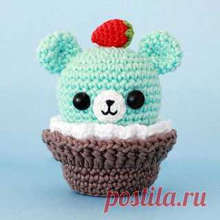 Ami-Domi Land: вяжем амигуруми: Мишка-кекс амигуруми. Вязаная корзинка