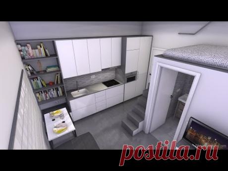 Un minipiso de 16m2 en tonos blancos y grises. Y para alegrar la estancia un poquito de amarillo y colores en el cuadro. Para quien quiera ver este y más pro...