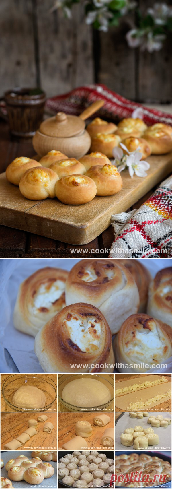 Cook With A Smile | Въртеница с яйца, сирене и кашкавалПродуктите:

    100 мл. затоплено прясно мляко
    100 мл. топла вода
    100 мл. олио
    1 яйце
    1 с. л. захар
    1 с. л. сол
    20 г. прясна мая (7 г. суха мая)
    600 г. брашно
    50-60 г. разтопено масло (олио) за намазване

За пълнежа:

    2 яйца
    150 г. сирене
    100 г. кашкавал