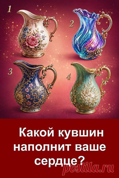 Красивое предсказание с кувшинами, атмосферой загадки и глубокими символами. Такие изображения помогают почувствовать подсказки судьбы, прикоснуться к своему внутреннему миру и взглянуть на чувства по-новому. Этот атмосферный тест понравится всем, кто интересуется психологией, эзотерикой, интуицией и необычными предсказаниями. Погрузитесь в мир тайных знаков, душевной энергии и красивых символов с особым смыслом.