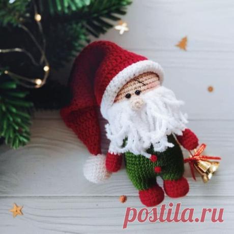 Бесплатный мастер-класс по вязанию Рождественский Гном  крючком. Автор - Людмила Орлова.