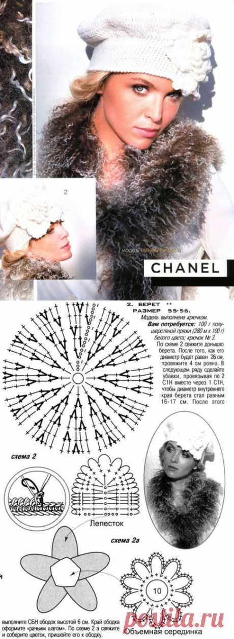 БЕРЕТ &quot;CHANEL&quot; С ЦВЕТКОМ