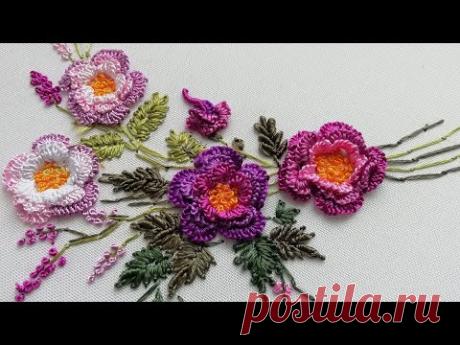 Embroidery : How to embroider a beautiful bouquet of flowers