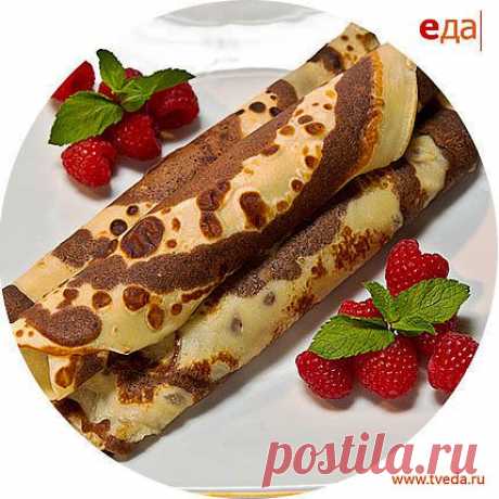 Полосатые блинчики с шоколадной начинкой