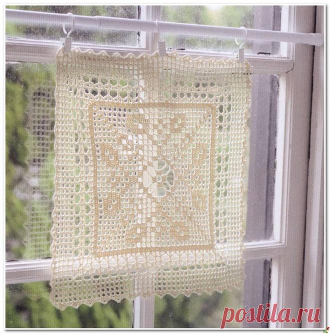 Квадратная салфетка, вязаная от середины. Крючком. Схема. / Обсуждение на LiveInternet - Российский Сервис Онлайн-Дневников