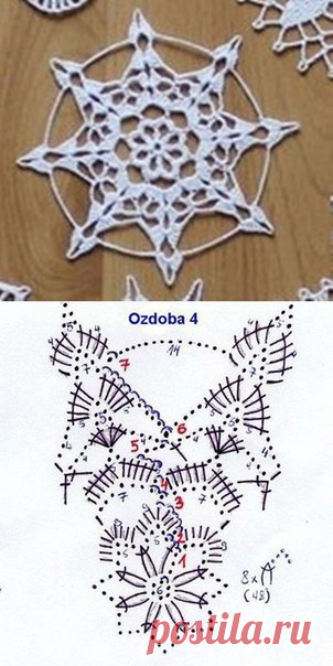 Снежинки крючком