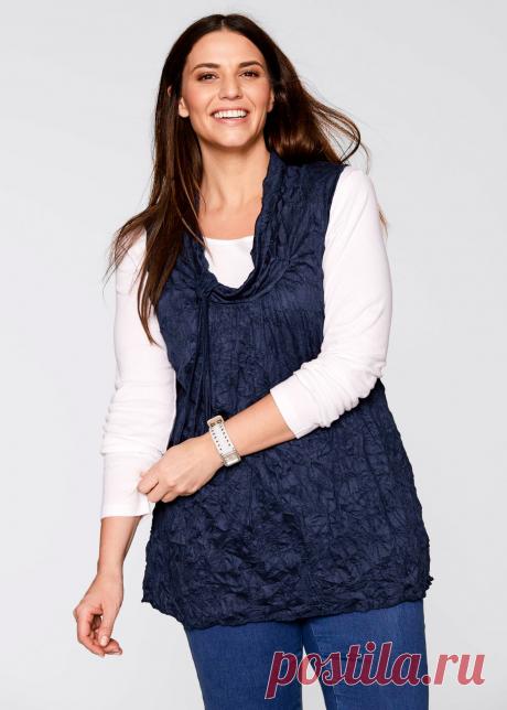 Туника с жатым эффектом + футболка (2 изд.) темно-синий - bpc bonprix collection заказать онлайн - bonprix.ru