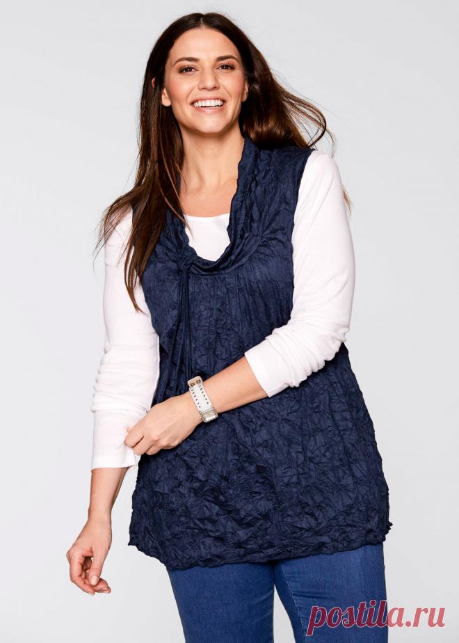 Туника с жатым эффектом + футболка (2 изд.) темно-синий - bpc bonprix collection заказать онлайн - bonprix.ru