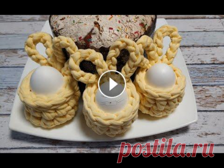 Пасхальная корзинка - кролик из трикотажной пряжи (мастер-класс) Корзинка вяжется за 10 минут ;-) Присоединяйтесь к СraftLand в Instagram -...
