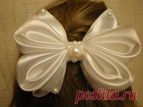 Нарядный Бант Своими Руками. КАНЗАШИ из Лент. /DIY /Kanzashi / Make Hair Bow /Tutorial/