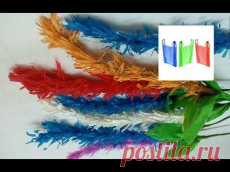 Reuse idea with plastic carry bags | flower bunches making | Best out of waste