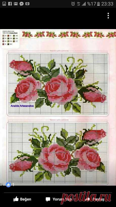 Вышиваем крестиком розы: схемы — DIYIdeas