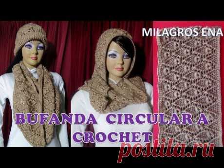 Bufanda Chalina Circular Infinita a crochet en PUNTO HOJITAS  paso a paso en video tutorial - YouTube