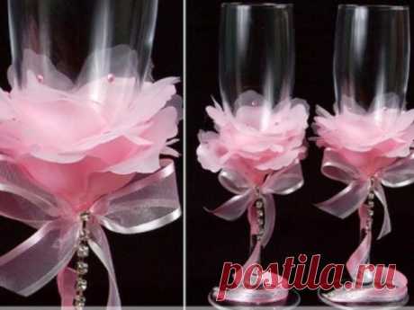 Декор свадебных бокалов своими руками: декупаж и роспись по стеклу
