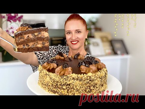 Торт на Праздник “Багратион” Чернослив в шоколаде с орехами Сметанный крем Люда Изи Кук рецепт cake