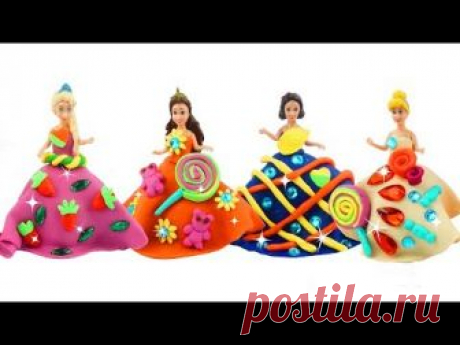 Play Doh Super Sparkle Candy Dresses Making for Disney Princesses Frozen Elsa & Snow White , Belle