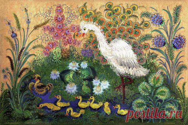 В эту осень бирюза просится.... Художник Olena Skytsiuk. Петриковская живопись