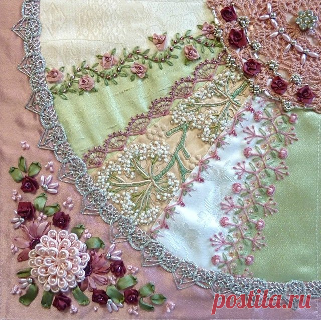 Россыпи декоративных стежков в технике крейзи-квилт — Рукоделие