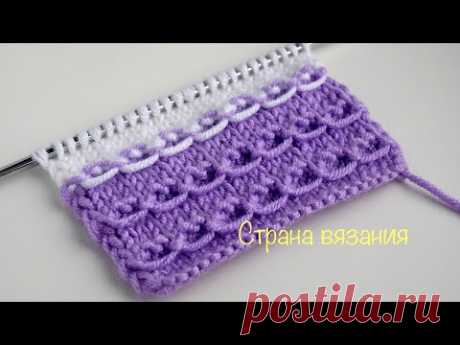 Узоры спицами. Горизонтальные дорожки с перетяжками. Knitting patterns. Horizontal paths.