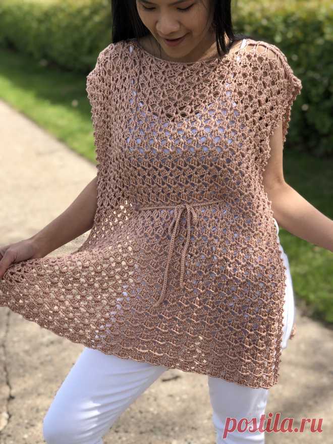 Crochet Poncho Summer Top Pattern and Tutorial - KnitcroAddict Begginer freindly crochet summer poncho pattern (FREE PATTERN XS-XXL). Includes video tutorial to follow along at your own pace.