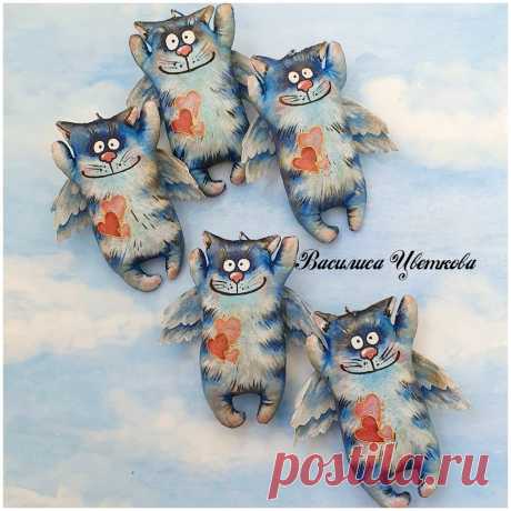 Синий кот. Котик. Игрушки своими руками. Грунтованный текстиль