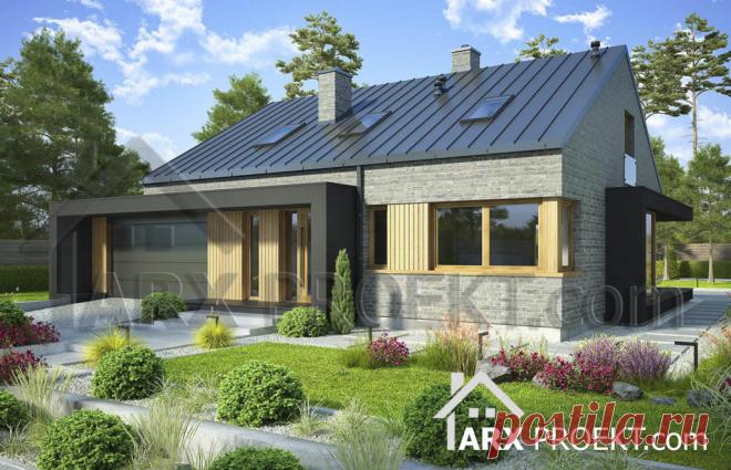 Мія Сучасний одноповерховий будинок, з нежитловою мансардою, гаражем на два авто, каміном та терасою