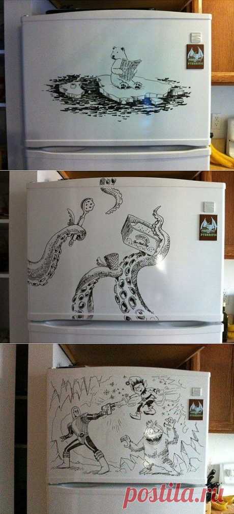 Рисунки маркером на холодильнике / Кухня / Модный сайт о стильной переделке одежды и интерьера