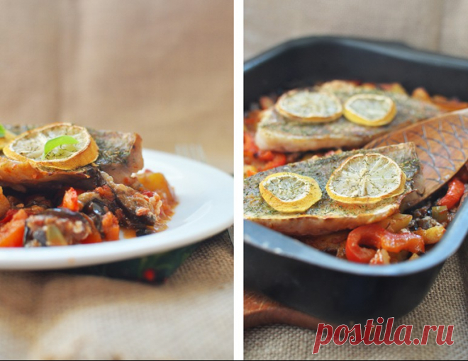 Вкусности - Болгарская плакия с берексом - Рецепты от Дайкири Для этого блюда подойдут любые овощи и любая жирная рыба. Общий принцип – овощи пассеруются, потом запекаются уже вместе с рыбой. Рыбное филе натереть солью, перцем. Лук нарезать полукольцами, пассеровать на масле. Выложить в миску. Далее обжарить до корочки нарезанный кружочками картофель, выложить к луку. Баклажаны нарезать на четверти и потом на пластинки, обжарить до мягкости, выложить к готовым овощам. У пе...