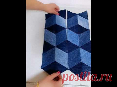 Denim sewing pillow with pocket