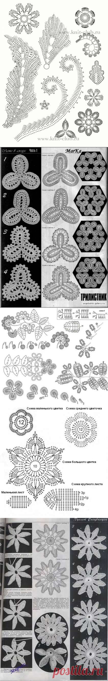 Схемы мотивов ирландского кружев