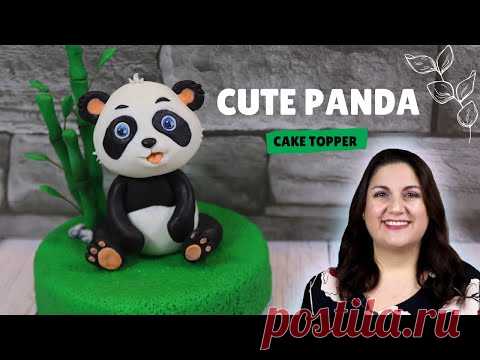 Cute Panda Cake Topper and Bamboo Cane out of Fondant