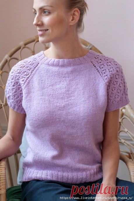 Кофточка реглан с ажурными рукавами