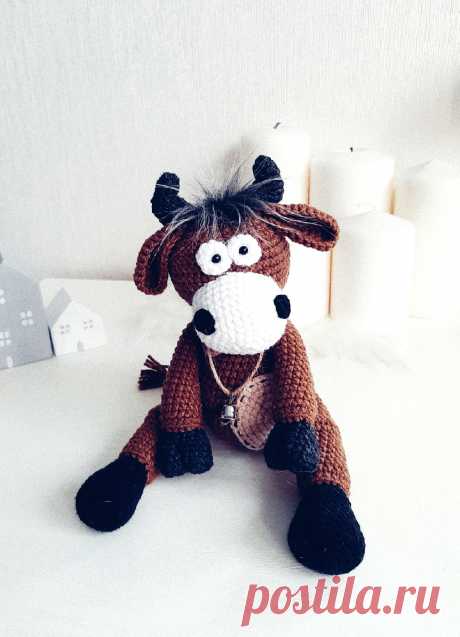 PDF Бычок крючком. FREE crochet pattern; Аmigurumi animal patterns. Амигуруми схемы и описания на русском. Вязаные игрушки и поделки своими руками #amimore - корова, коровка, телёнок, бык, бычок.