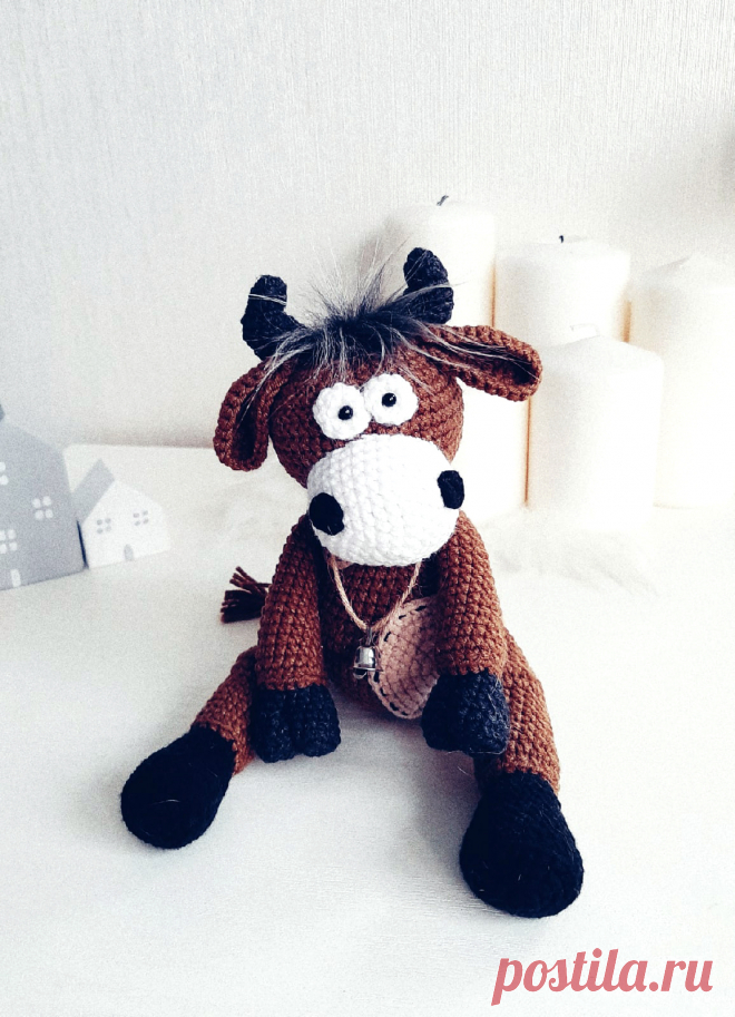 PDF Бычок крючком. FREE crochet pattern; Аmigurumi animal patterns. Амигуруми схемы и описания на русском. Вязаные игрушки и поделки своими руками #amimore - корова, коровка, телёнок, бык, бычок.