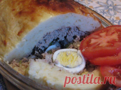 Запеканка картофельная с мясом и грибами
