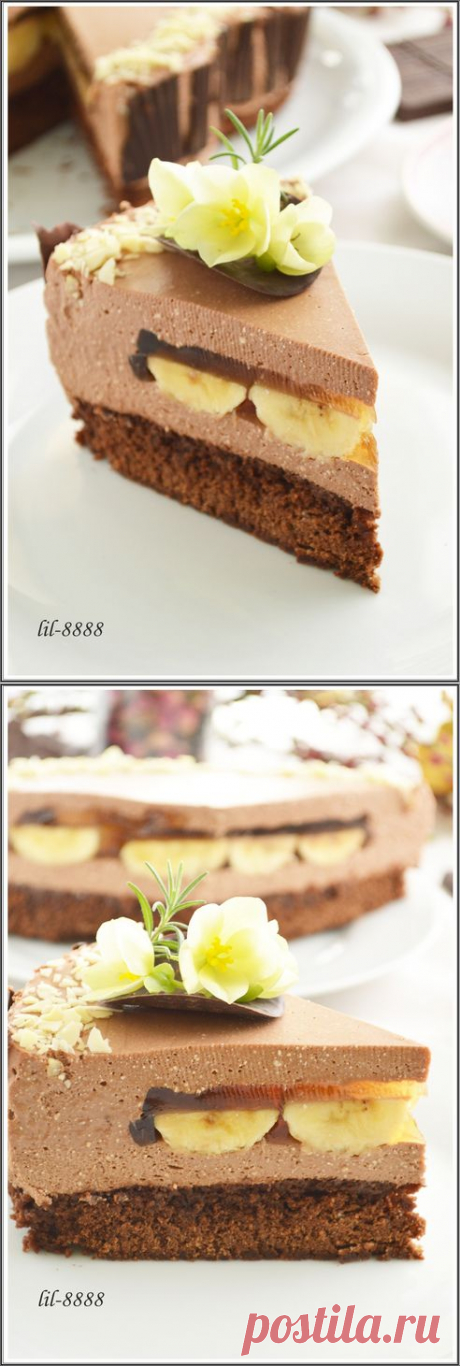 Торт Шоколадно-творожный мусс с бананами в карамельном желе.. Рецепт c фото, мы подскажем, как приготовить!