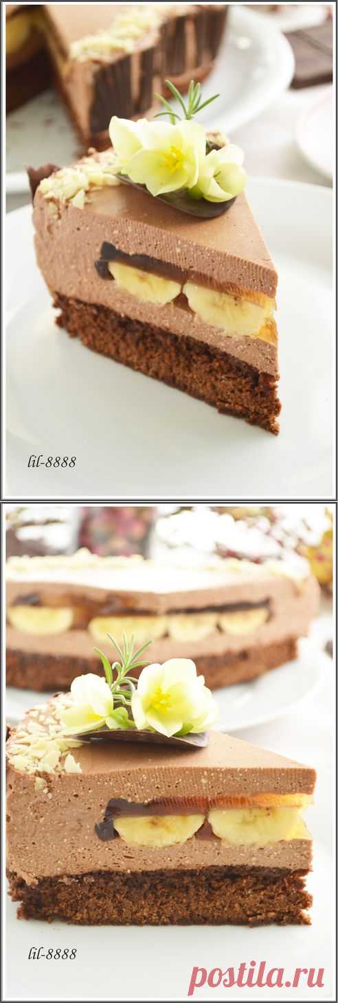 Торт Шоколадно-творожный мусс с бананами в карамельном желе.. Рецепт c фото, мы подскажем, как приготовить!