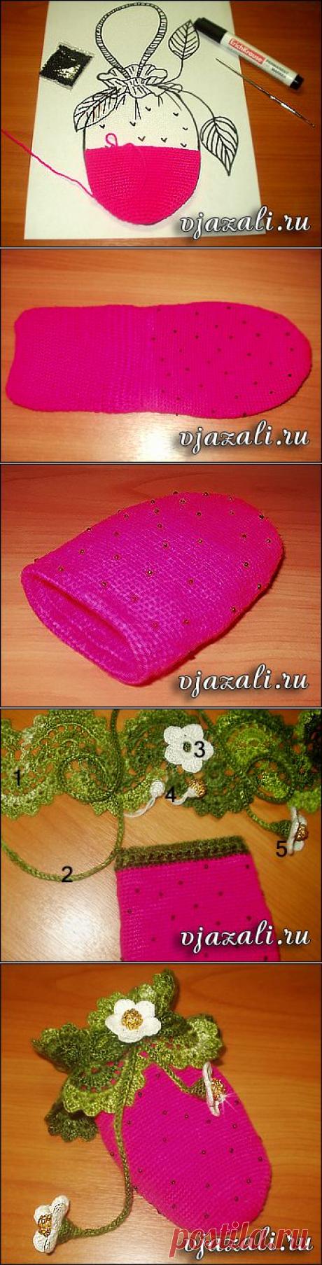 Чехол для телефона «клубничка». Вязание крючком | Умелые ручки