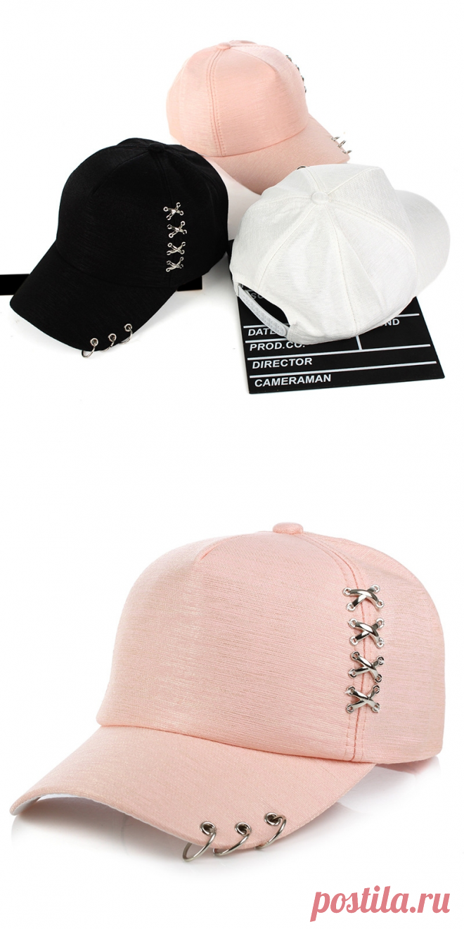 Кепка унисекс летняя однотонная с пирсингом и стальными крестиками - Аксессуары для одежды / СЮРПРАЙЗ