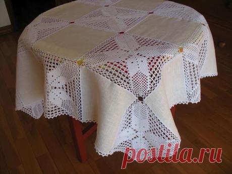 Комбинированная скатерть вязание ткань