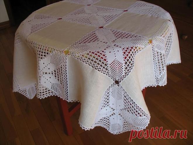 Комбинированная скатерть вязание ткань